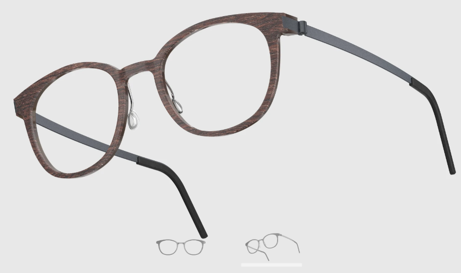 Lindberg Wood and Buffalo Titanium Round Eyeglasses