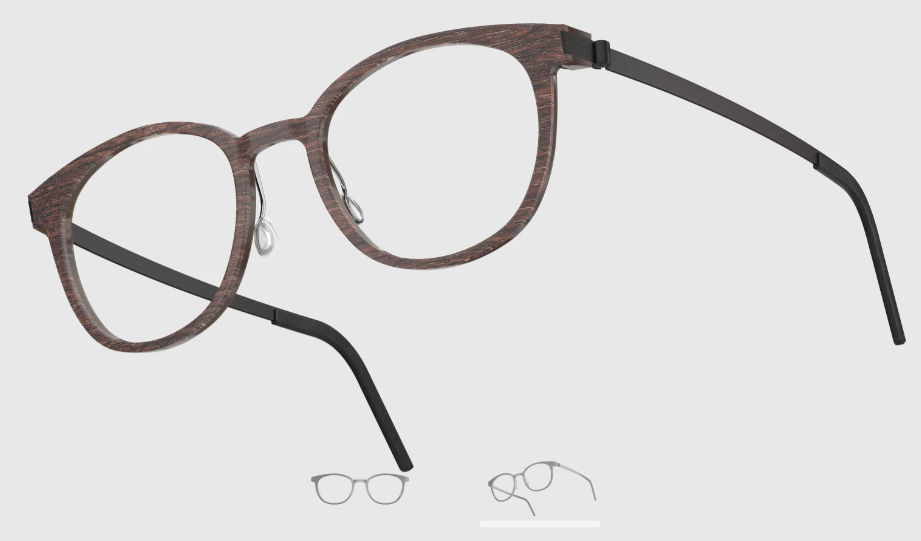 Lindberg Wood and Buffalo Titanium Round Eyeglasses