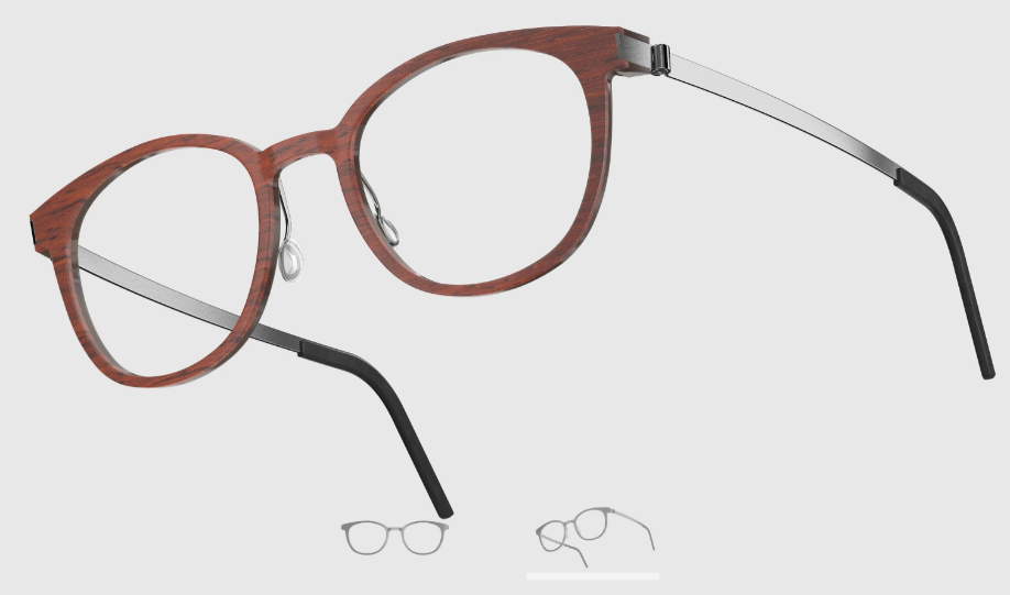 Lindberg Wood and Buffalo Titanium Round Eyeglasses