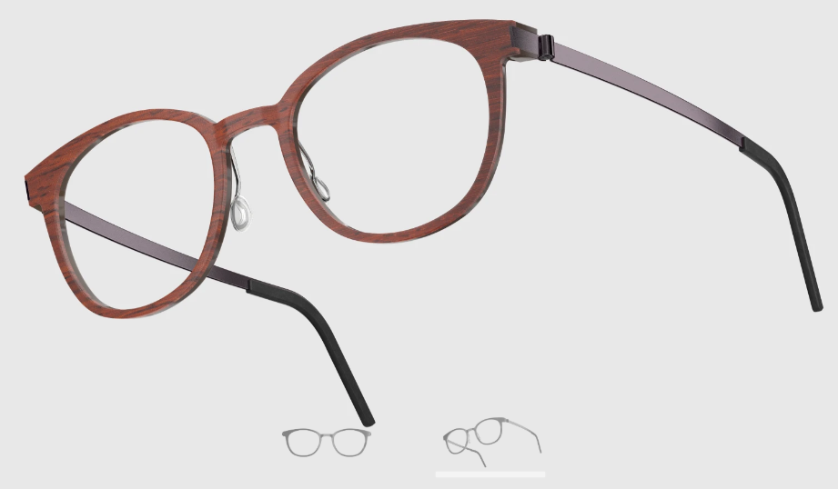 Lindberg Wood and Buffalo Titanium Round Eyeglasses