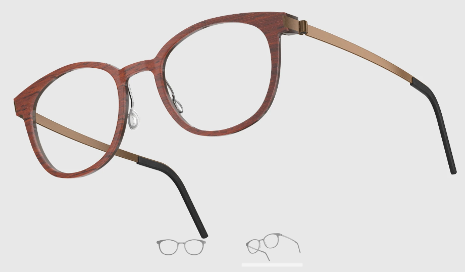 Lindberg Wood and Buffalo Titanium Round Eyeglasses