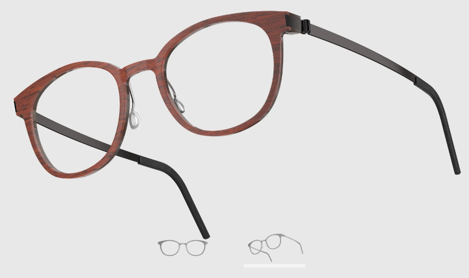 Lindberg Wood and Buffalo Titanium Round Eyeglasses