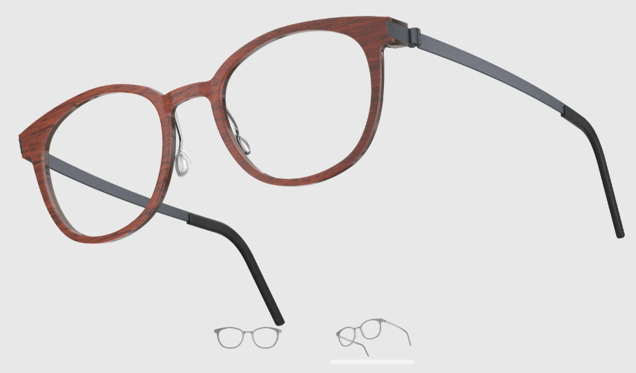 Lindberg Wood and Buffalo Titanium Round Eyeglasses