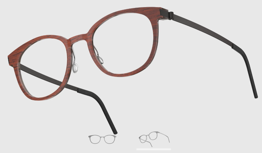 Lindberg Wood and Buffalo Titanium Round Eyeglasses