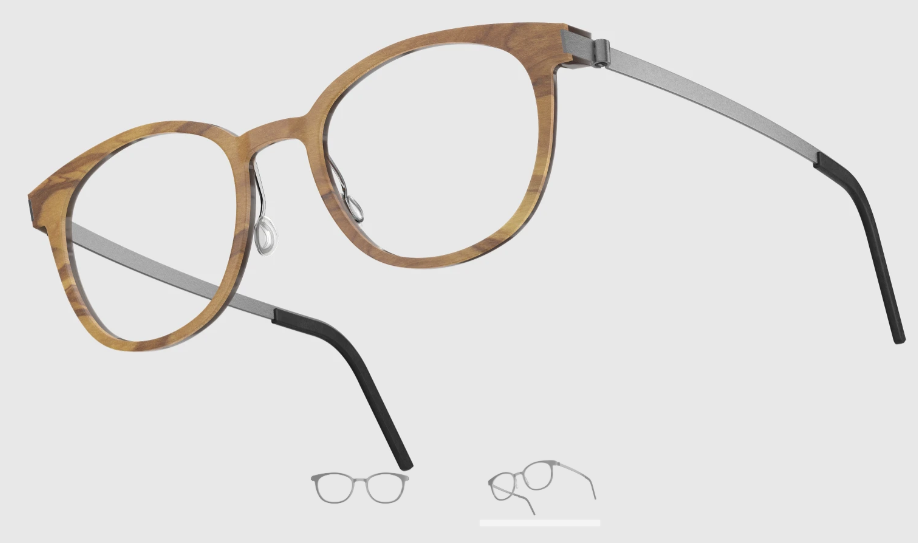 Lindberg Wood and Buffalo Titanium Round Eyeglasses