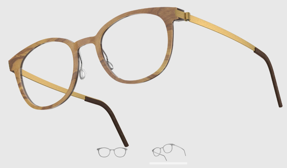 Lindberg Wood and Buffalo Titanium Round Eyeglasses