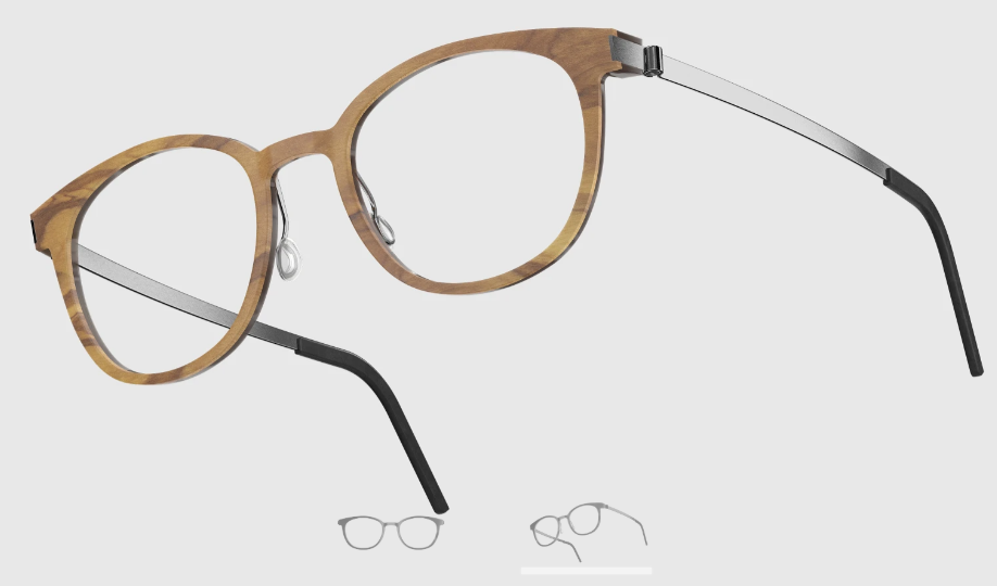 Lindberg Wood and Buffalo Titanium Round Eyeglasses