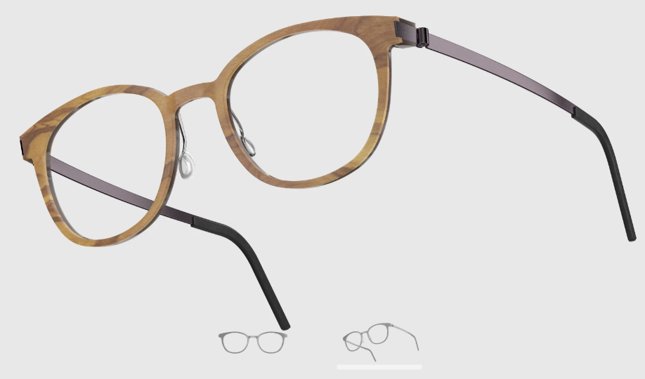 Lindberg Wood and Buffalo Titanium Round Eyeglasses