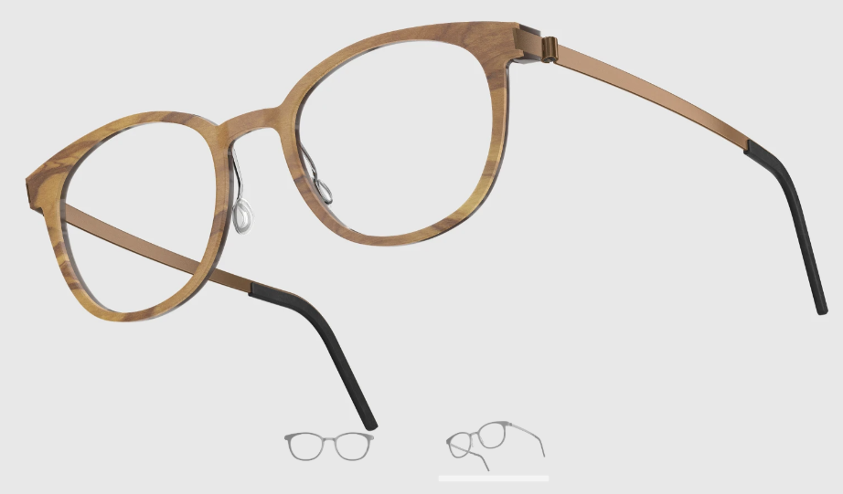 Lindberg Wood and Buffalo Titanium Round Eyeglasses