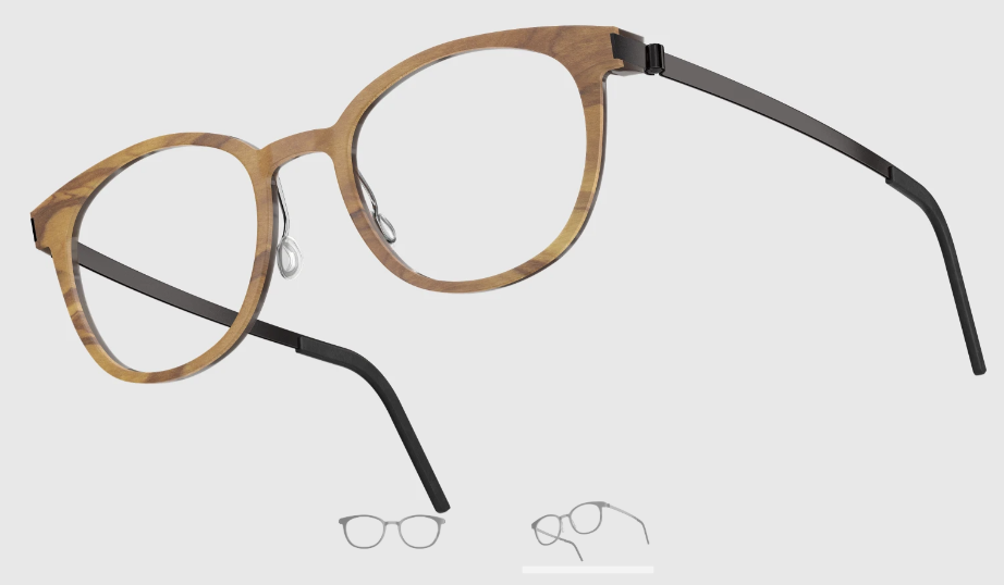 Lindberg Wood and Buffalo Titanium Round Eyeglasses