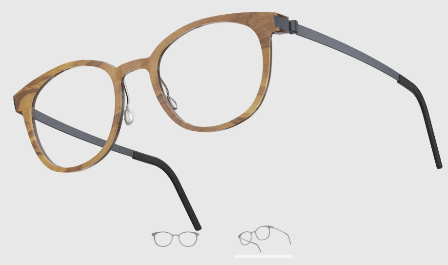 Lindberg Wood and Buffalo Titanium Round Eyeglasses