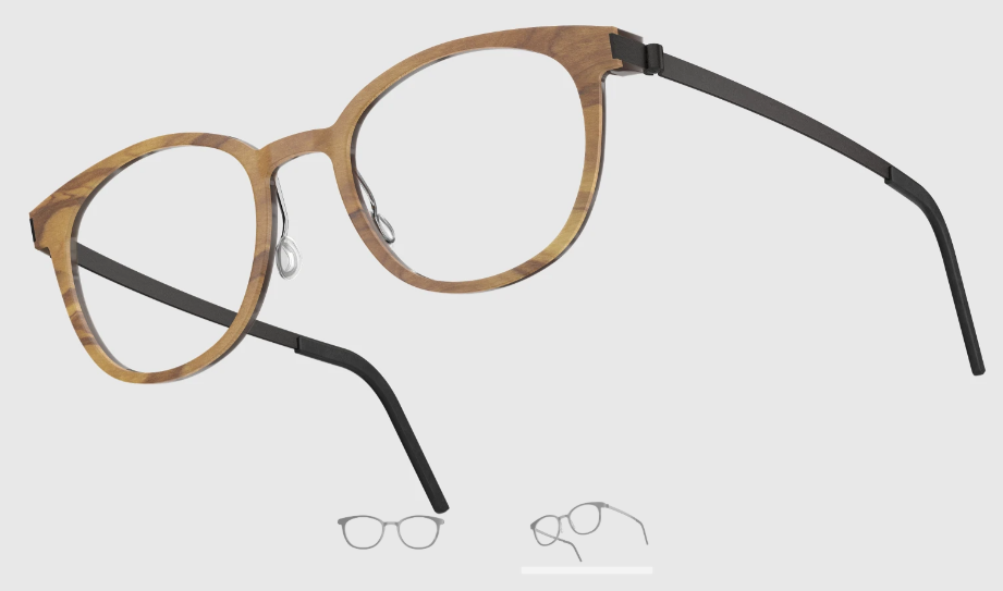 Lindberg Wood and Buffalo Titanium Round Eyeglasses