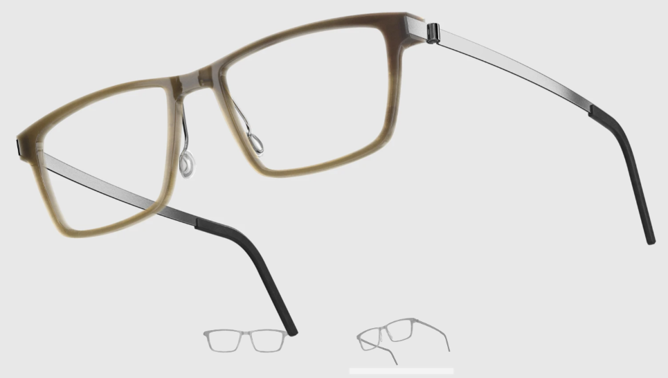 Lindberg Wood and Buffalo Titanium Rectangular Eyeglasses