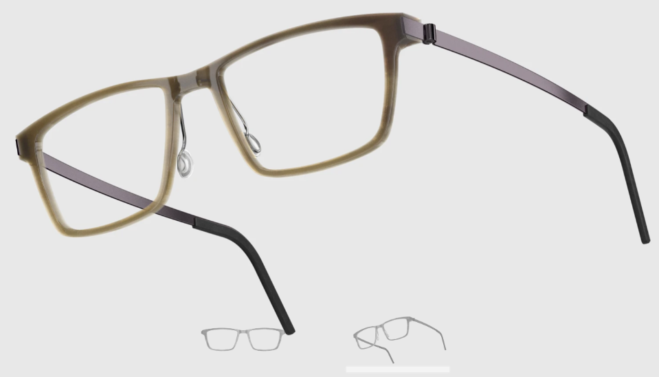 Lindberg Wood and Buffalo Titanium Rectangular Eyeglasses