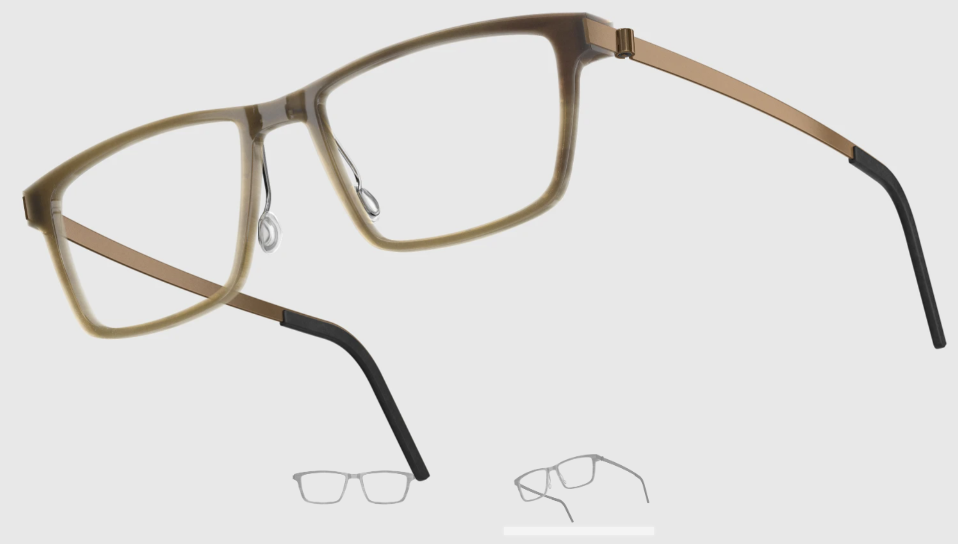 Lindberg Wood and Buffalo Titanium Rectangular Eyeglasses