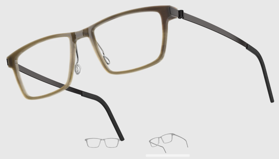 Lindberg Wood and Buffalo Titanium Rectangular Eyeglasses