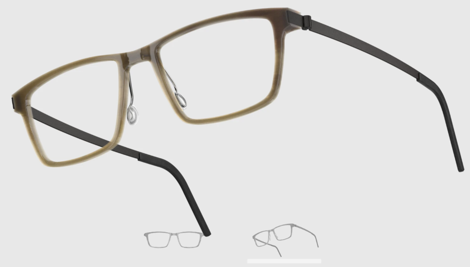 Lindberg Wood and Buffalo Titanium Rectangular Eyeglasses