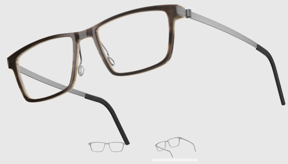 Lindberg Wood and Buffalo Titanium Rectangular Eyeglasses