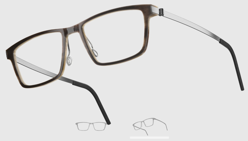 Lindberg Wood and Buffalo Titanium Rectangular Eyeglasses