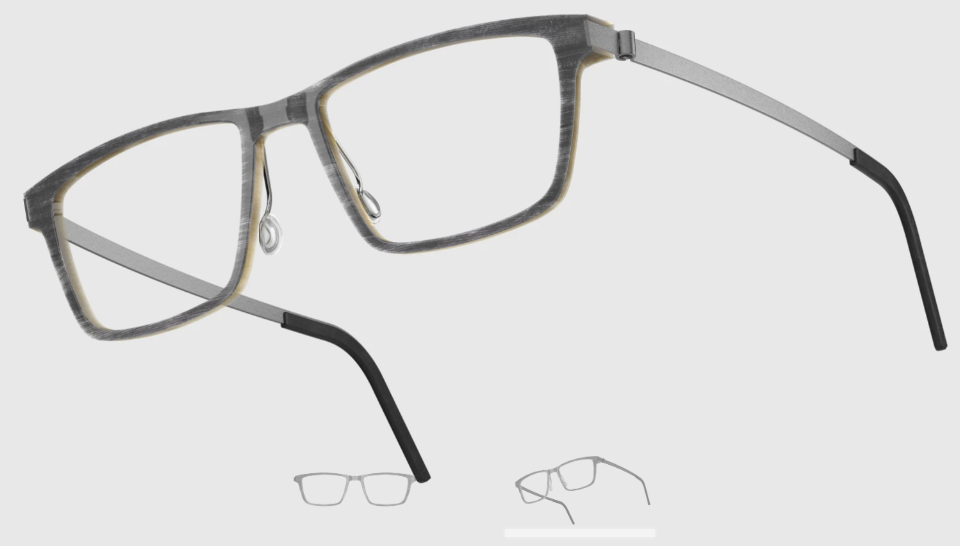 Lindberg Wood and Buffalo Titanium Rectangular Eyeglasses