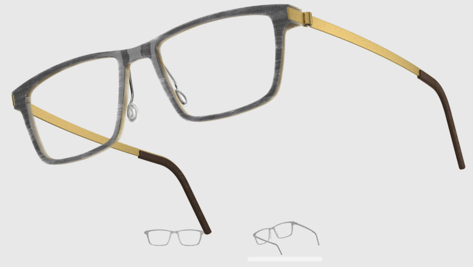 Lindberg Wood and Buffalo Titanium Rectangular Eyeglasses