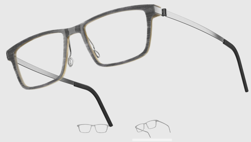 Lindberg Wood and Buffalo Titanium Rectangular Eyeglasses