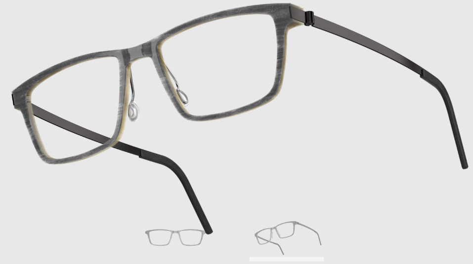 Lindberg Wood and Buffalo Titanium Rectangular Eyeglasses