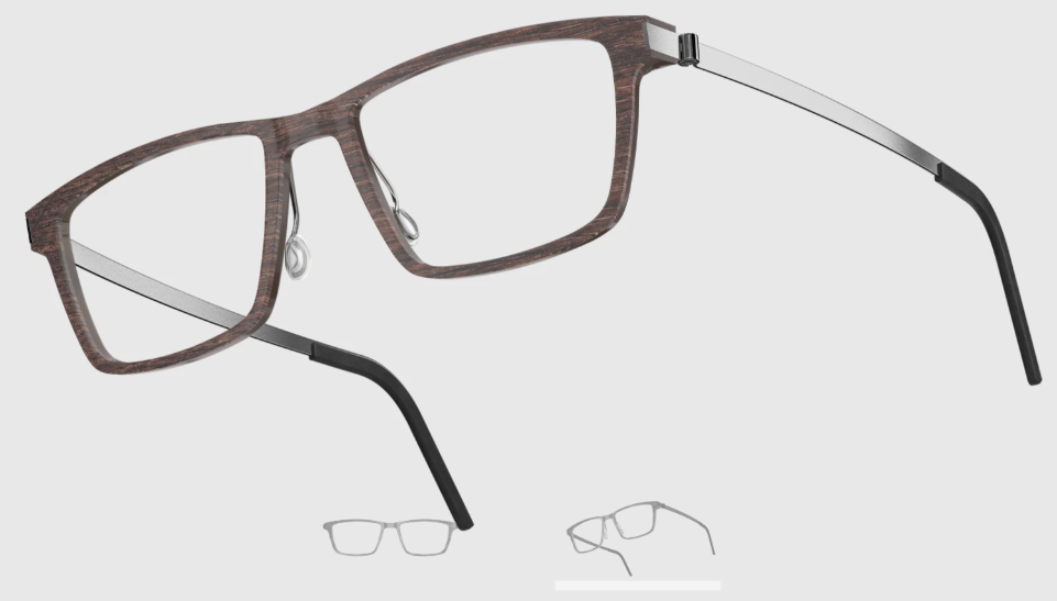 Lindberg Wood and Buffalo Titanium Rectangular Eyeglasses