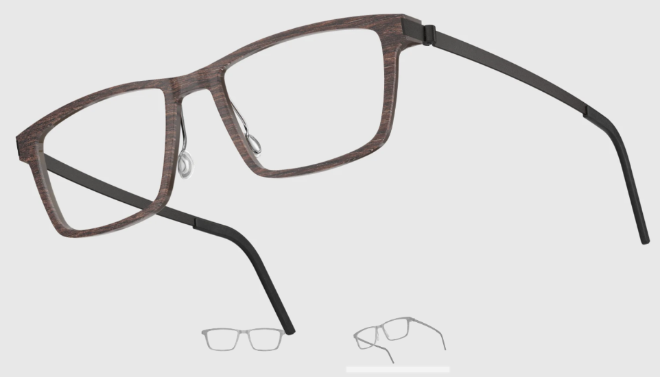 Lindberg Wood and Buffalo Titanium Rectangular Eyeglasses