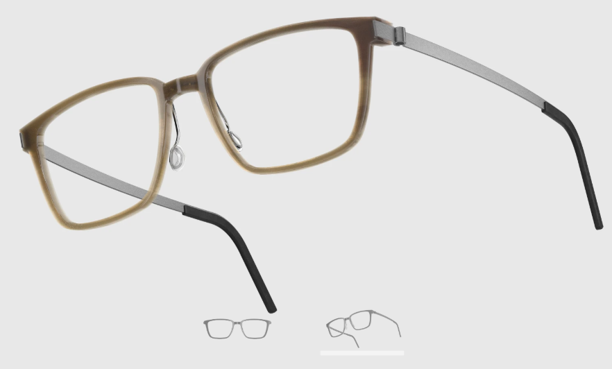 Lindberg Wood and Buffalo Titanium Rectangular Eyeglasses