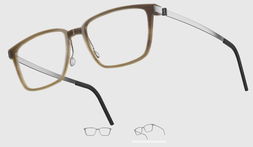 Lindberg Wood and Buffalo Titanium Rectangular Eyeglasses