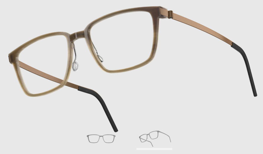 Lindberg Wood and Buffalo Titanium Rectangular Eyeglasses