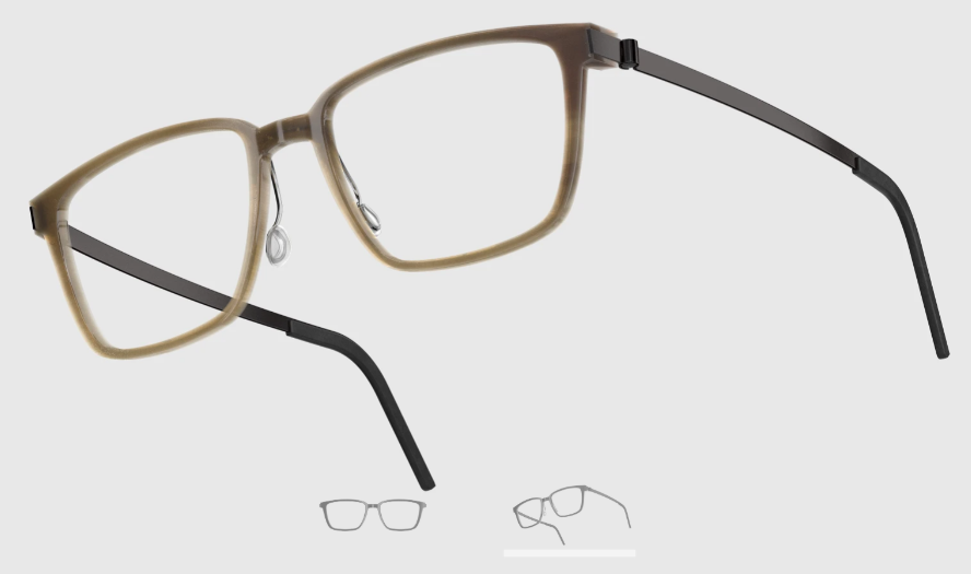 Lindberg Wood and Buffalo Titanium Rectangular Eyeglasses