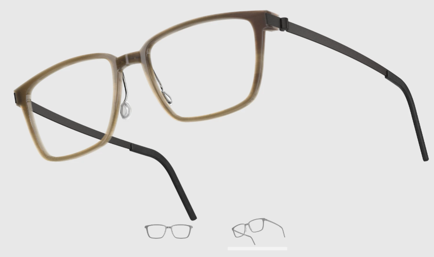 Lindberg Wood and Buffalo Titanium Rectangular Eyeglasses