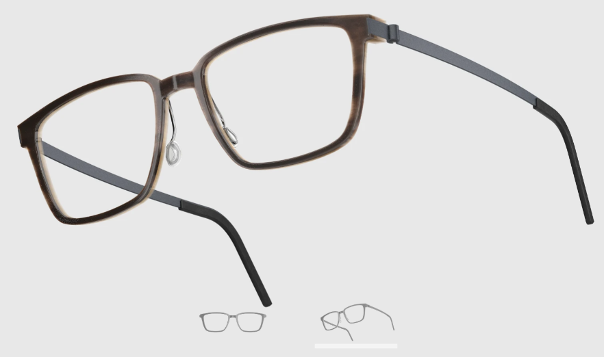 Lindberg Wood and Buffalo Titanium Rectangular Eyeglasses