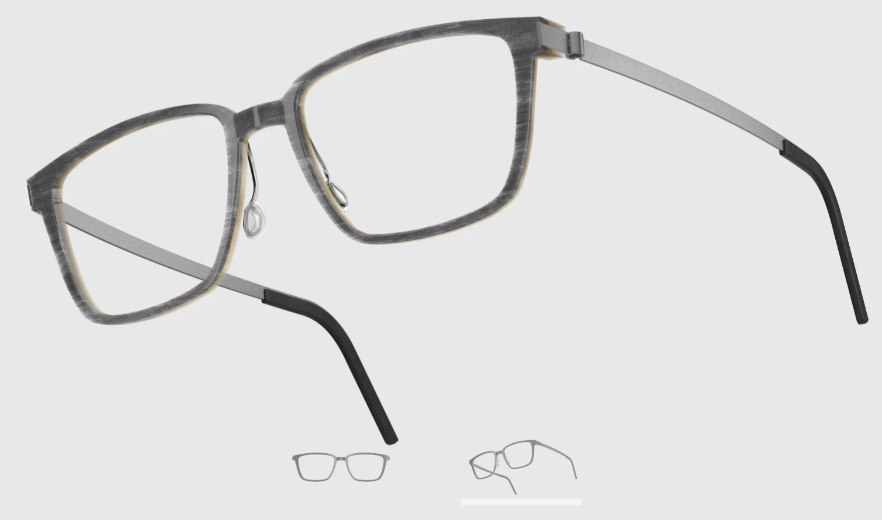 Lindberg Wood and Buffalo Titanium Rectangular Eyeglasses