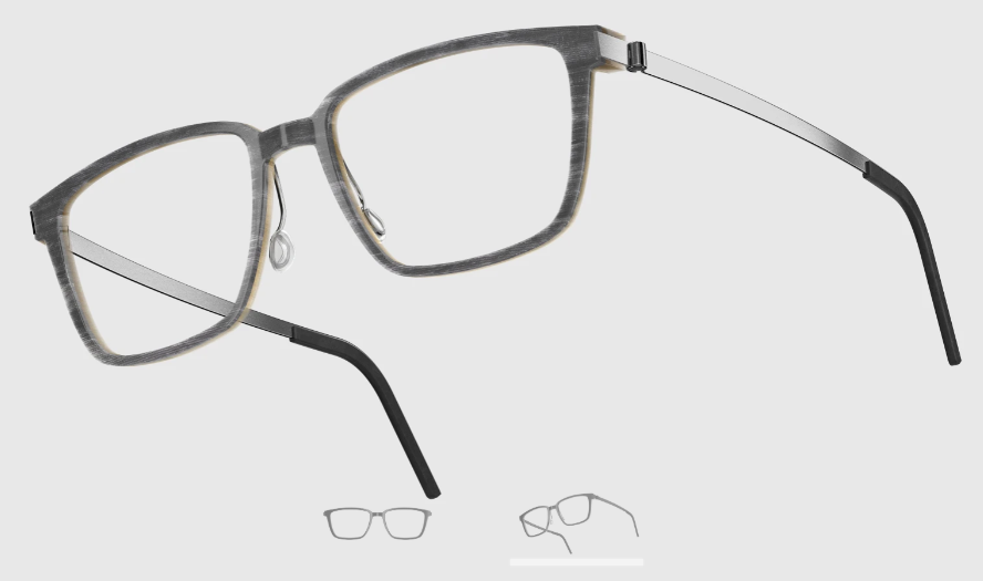 Lindberg Wood and Buffalo Titanium Rectangular Eyeglasses