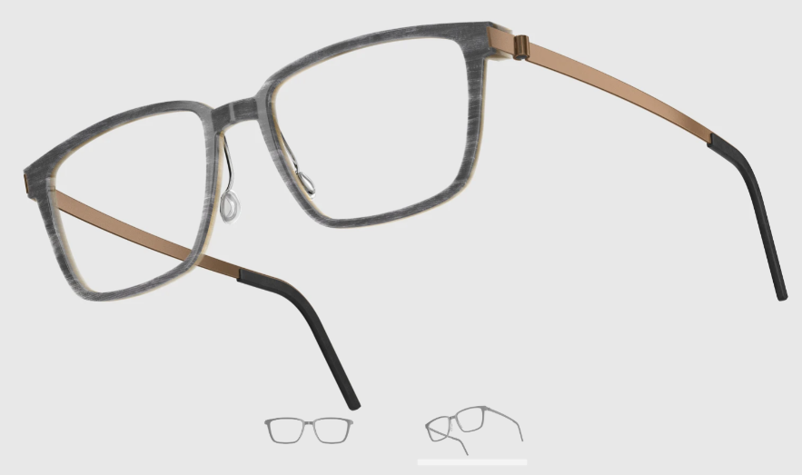 Lindberg Wood and Buffalo Titanium Rectangular Eyeglasses