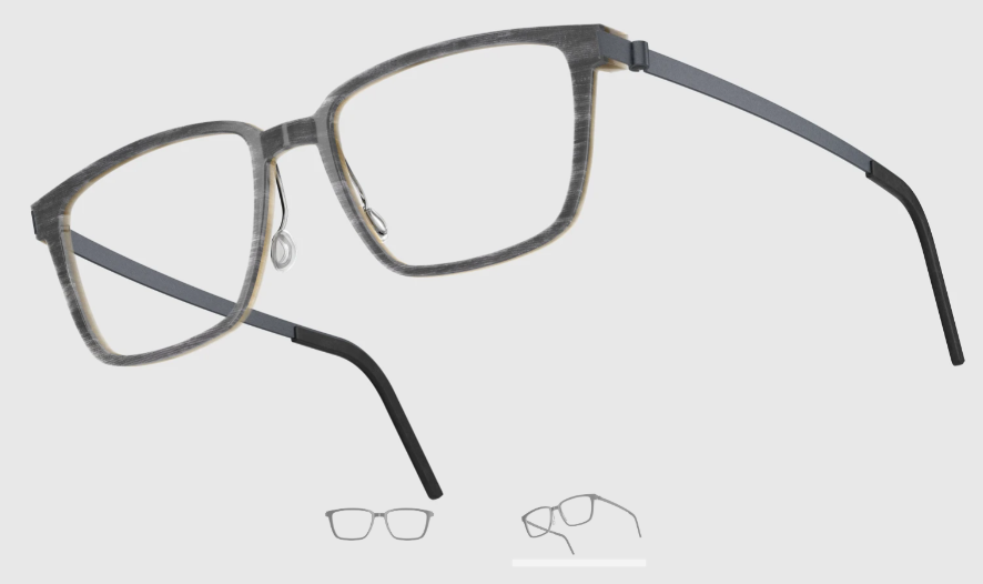 Lindberg Wood and Buffalo Titanium Rectangular Eyeglasses