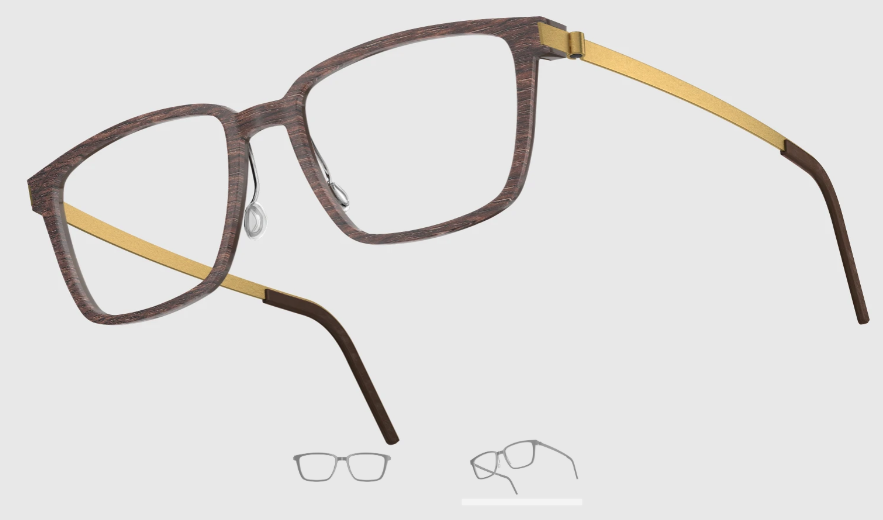 Lindberg Wood and Buffalo Titanium Rectangular Eyeglasses