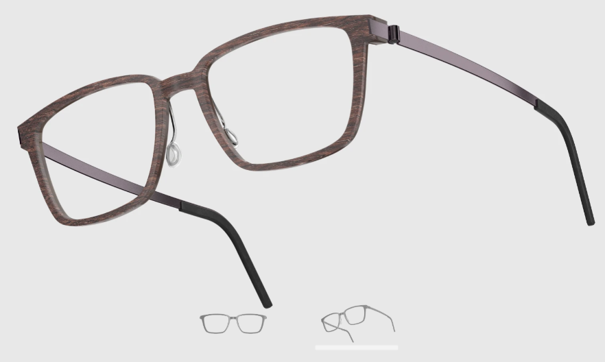 Lindberg Wood and Buffalo Titanium Rectangular Eyeglasses