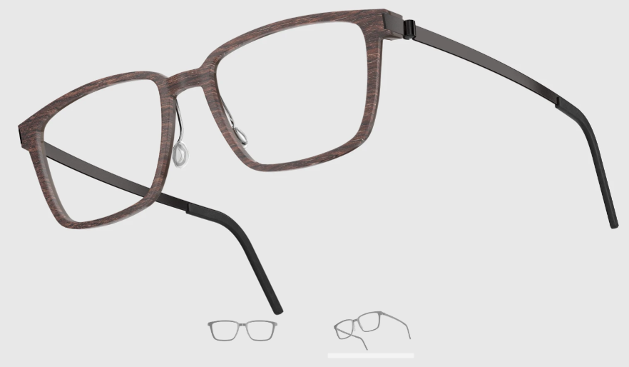 Lindberg Wood and Buffalo Titanium Rectangular Eyeglasses