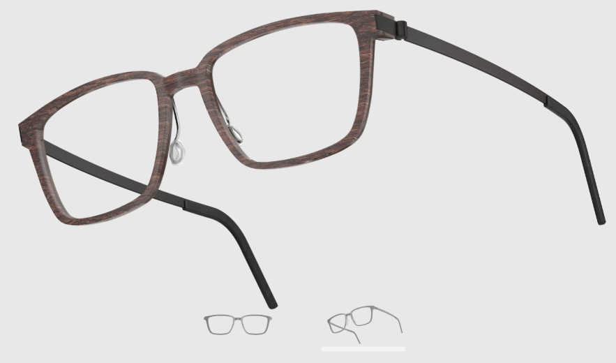 Lindberg Wood and Buffalo Titanium Rectangular Eyeglasses