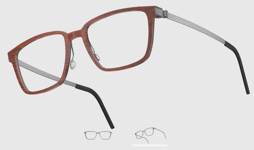 Lindberg Wood and Buffalo Titanium Rectangular Eyeglasses