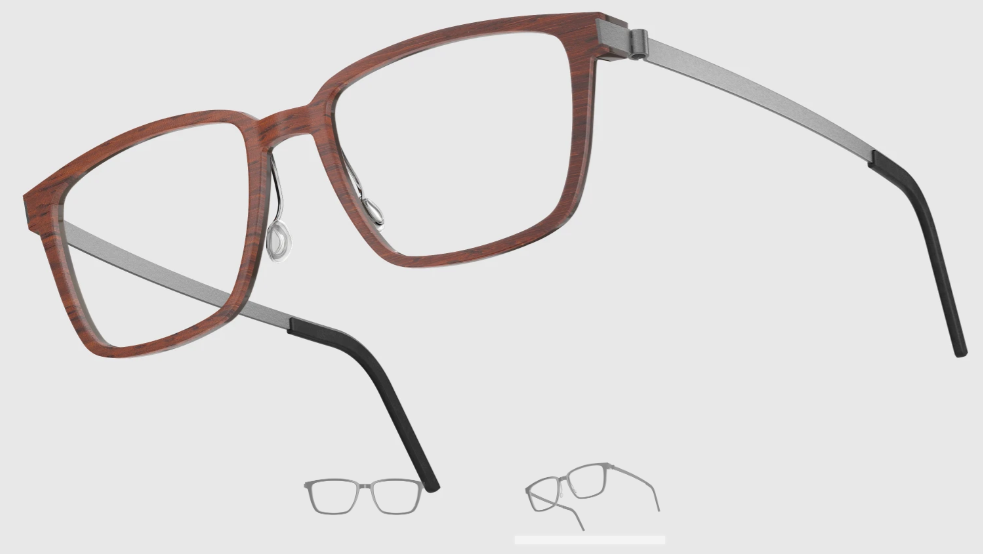 Lindberg Wood and Buffalo Titanium Rectangular Eyeglasses