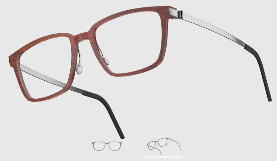 Lindberg Wood and Buffalo Titanium Rectangular Eyeglasses