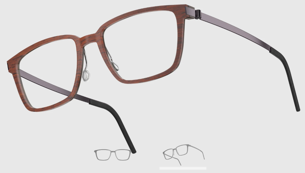 Lindberg Wood and Buffalo Titanium Rectangular Eyeglasses