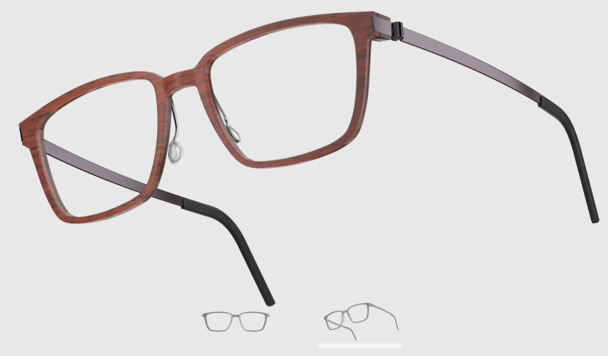 Lindberg Wood and Buffalo Titanium Rectangular Eyeglasses