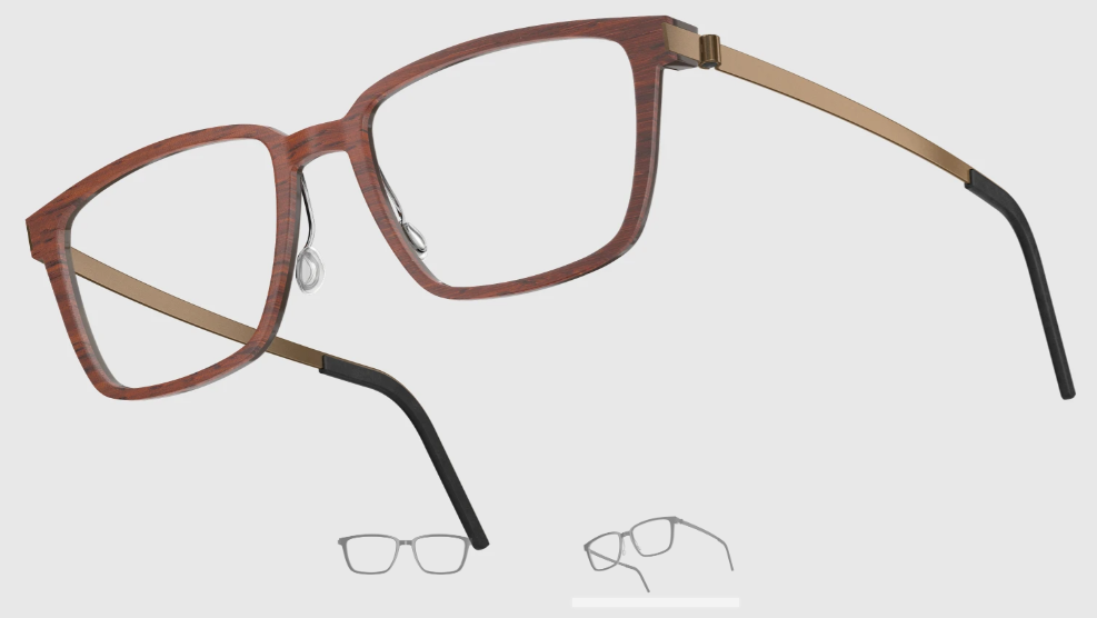 Lindberg Wood and Buffalo Titanium Rectangular Eyeglasses