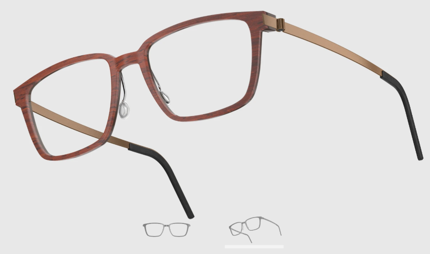 Lindberg Wood and Buffalo Titanium Rectangular Eyeglasses